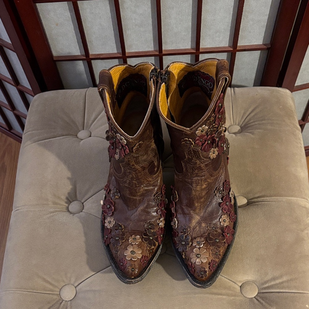 Old Gringo Brown Floral Ankle Boots